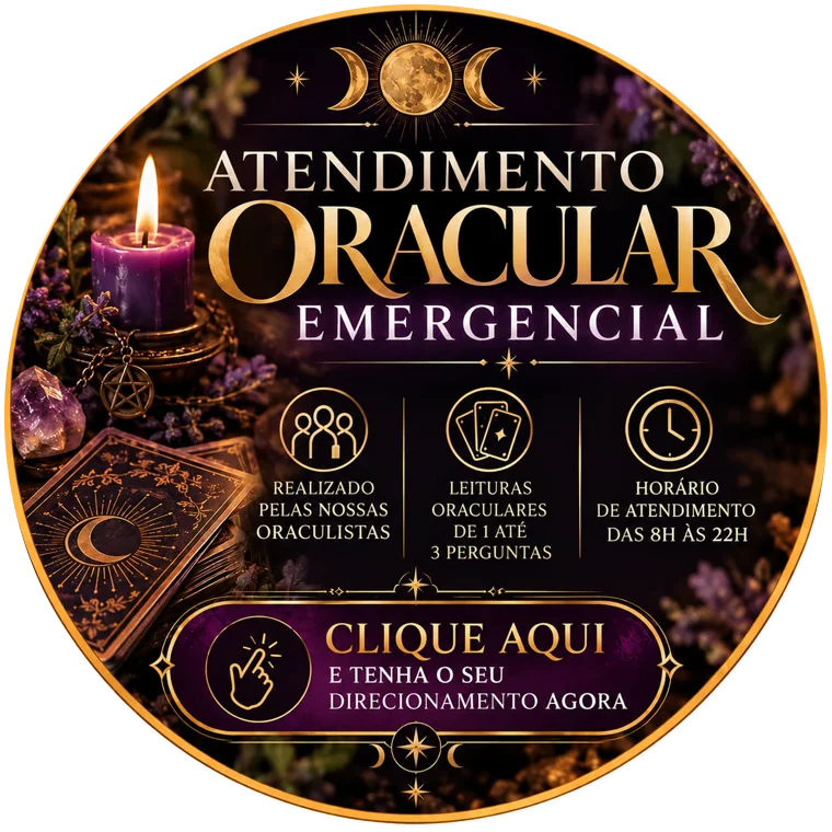 Arte do Atendimento Oracular Emergencial: realizado pelas nossas oraculistas, leituras de 1 até 3 perguntas, das 8h às 22h