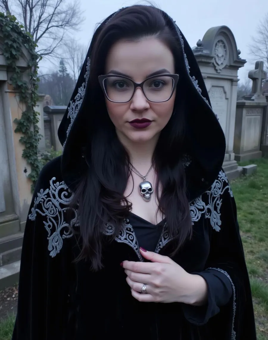 Kalina com capa de veludo preto bordada